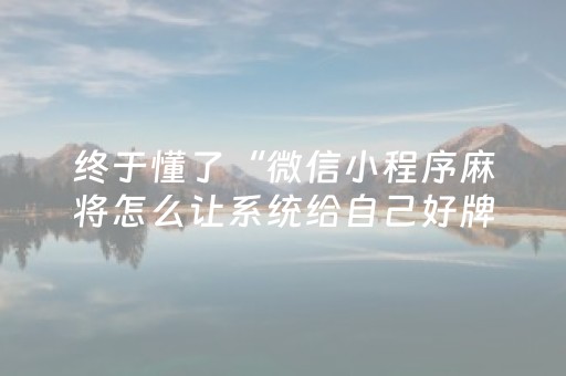 终于懂了“微信小程序麻将怎么让系统给自己好牌”（辅助挂发牌规律)