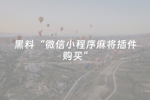 黑料“微信小程序麻将插件购买”（透明挂辅助器)