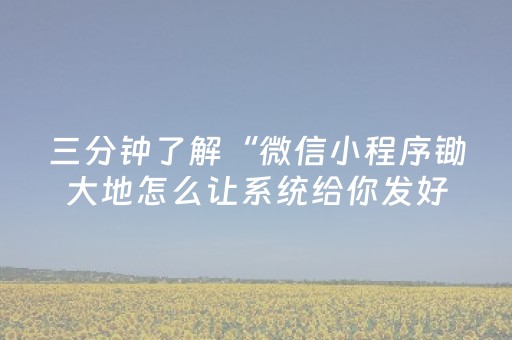 三分钟了解“微信小程序锄大地怎么让系统给你发好牌”（做弊器软件下载)