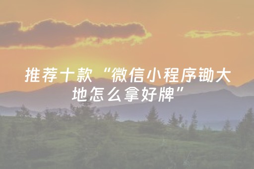 推荐十款“微信小程序锄大地怎么拿好牌”（怎么让系统给你发好牌)