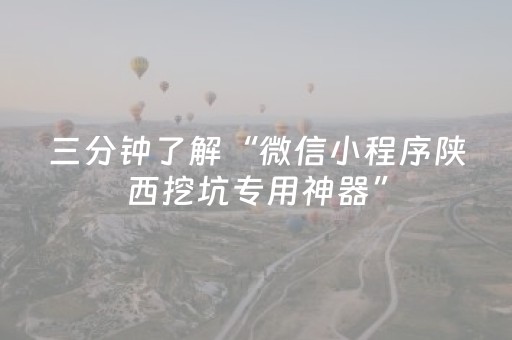 三分钟了解“微信小程序陕西挖坑专用神器”（确实有插件吗)