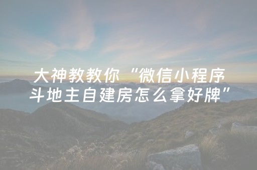 大神教教你“微信小程序斗地主自建房怎么拿好牌”（输赢跟id号有关系吗)