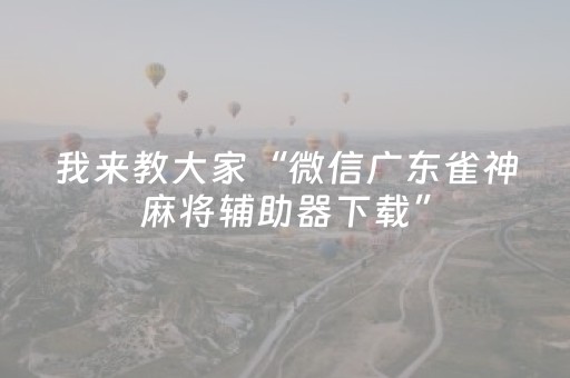 我来教大家“微信广东雀神麻将辅助器下载”（免费专用神器)