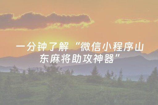 一分钟了解“微信小程序山东麻将助攻神器”（开挂辅助脚本)