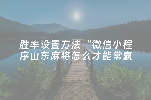 胜率设置方法“微信小程序山东麻将怎么才能常赢”（万能开挂神器)