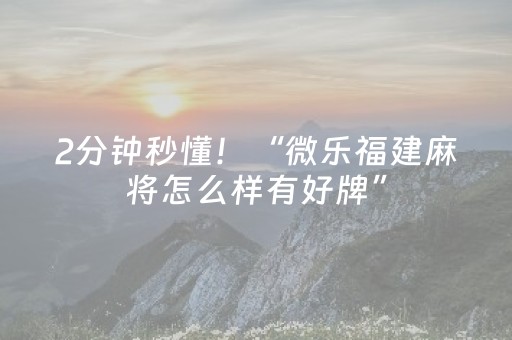 2分钟秒懂！“微乐福建麻将怎么样有好牌”（详细开挂教程）-哔哩哔哩