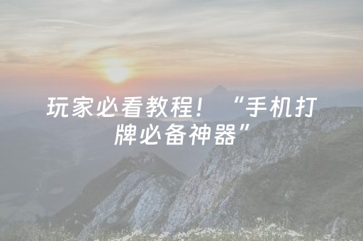 玩家必看教程！“手机打牌必备神器”（详细辅助教程）-哔哩哔哩