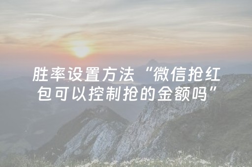 胜率设置方法“微信抢红包可以控制抢的金额吗”（详细透视教程）-哔哩哔哩