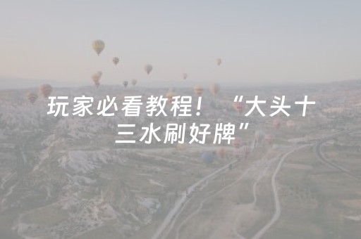 大神教教你“财神十三张辅助器”（输赢规律)