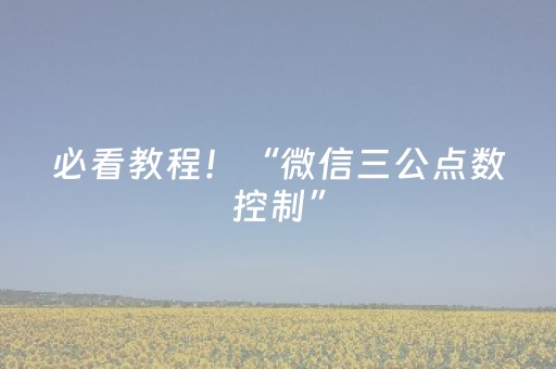必看教程！“微信三公点数控制”（详细开挂教程）-哔哩哔哩