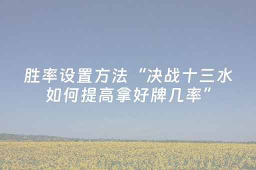 胜率设置方法“决战十三水如何提高拿好牌几率”（详细透视教程）-哔哩哔哩