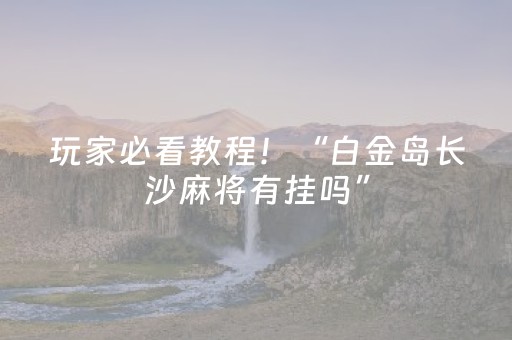 玩家必看教程！“白金岛长沙麻将有挂吗”（详细开挂教程）-哔哩哔哩