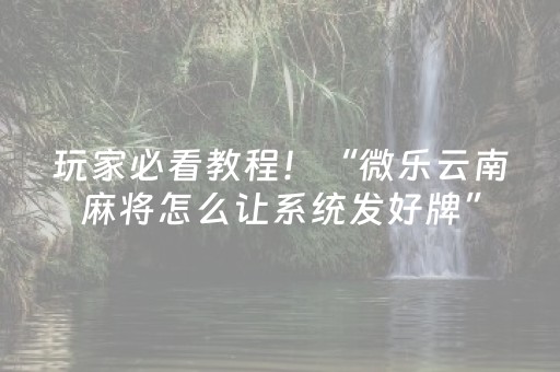 玩家必看教程！“微乐云南麻将怎么让系统发好牌”（详细辅助教程）-哔哩哔哩