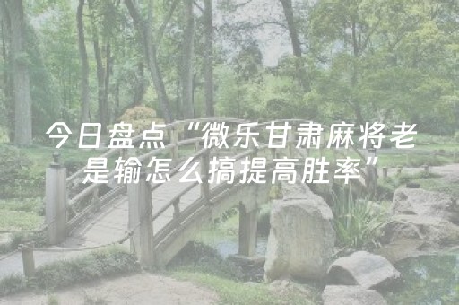 今日盘点“微乐甘肃麻将老是输怎么搞提高胜率”（详细开挂教程）-哔哩哔哩