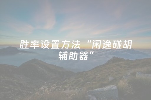 胜率设置方法“闲逸碰胡辅助器”（详细透视教程）-哔哩哔哩