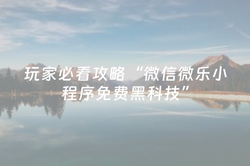 玩家必看攻略“微信微乐小程序免费黑科技”（详细透视教程）-哔哩哔哩