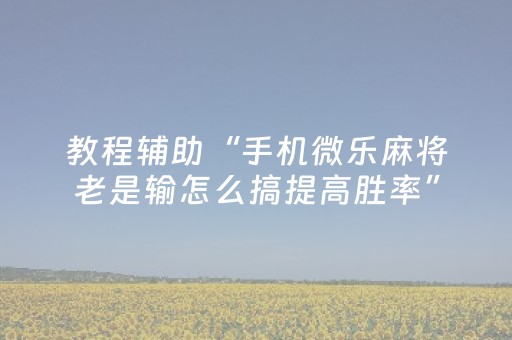 教程辅助“手机微乐麻将老是输怎么搞提高胜率”（详细透视教程）-哔哩哔哩