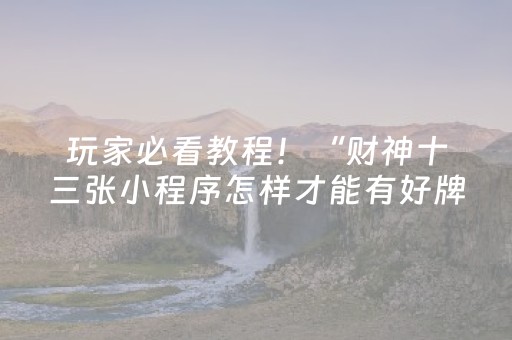 玩家必看教程！“财神十三张小程序怎样才能有好牌”（详细辅助教程）-哔哩哔哩