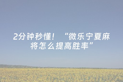 2分钟秒懂！“微乐宁夏麻将怎么提高胜率”（详细开挂教程）-哔哩哔哩