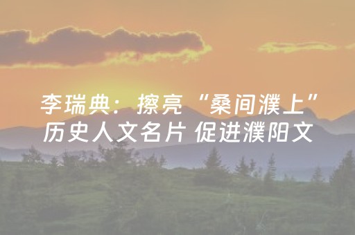 李瑞典：擦亮“桑间濮上”历史人文名片 促进濮阳文化旅游融合发展