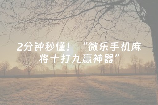 2分钟秒懂！“微乐手机麻将十打九赢神器”（详细开挂教程）-哔哩哔哩