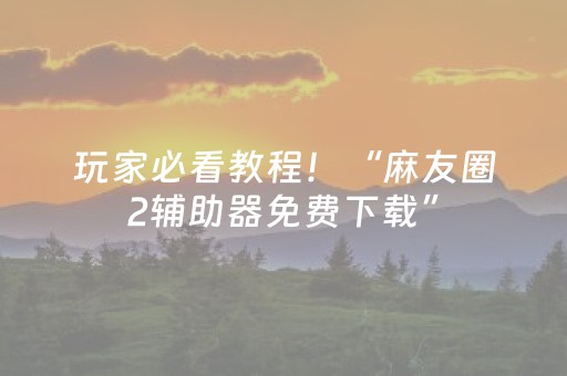 玩家必看教程！“麻友圈2辅助器免费下载”（详细开挂教程）-哔哩哔哩