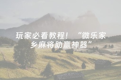 玩家必看教程！“微乐家乡麻将助赢神器”（详细透视教程）-哔哩哔哩