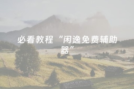 必看教程“闲逸免费辅助器”（详细透视教程）-哔哩哔哩