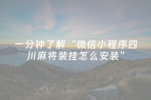 一分钟了解“微信小程序四川麻将装挂怎么安装”（辅牌器插件购买)