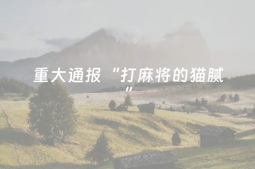 重大通报“打麻将的猫腻”（赢的技巧规律)