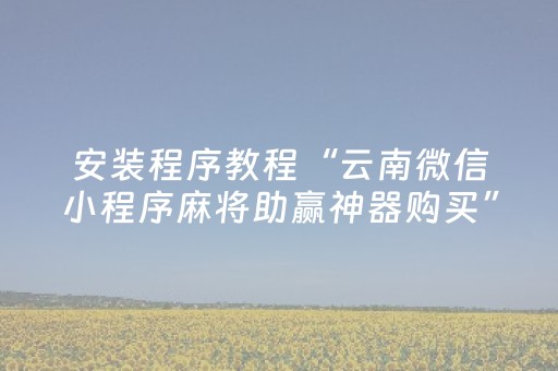 安装程序教程“云南微信小程序麻将助赢神器购买”（控牌器)