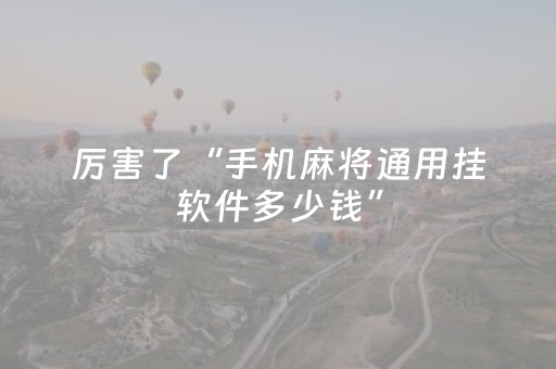 厉害了“手机麻将通用挂软件多少钱”（做弊器软件下载)