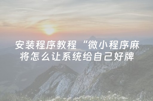 安装程序教程“微小程序麻将怎么让系统给自己好牌”（免费辅助)
