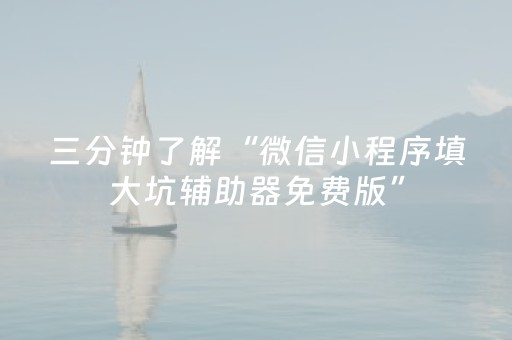 三分钟了解“微信小程序填大坑辅助器免费版”（怎么调胜率)