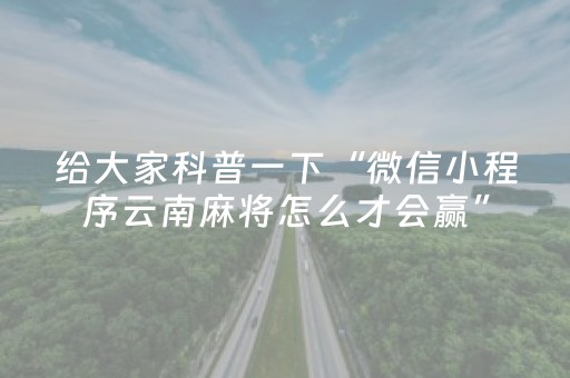 终于懂了“山东微信小程序麻将一直输被系统针对了吗”（必赢神器辅助器)