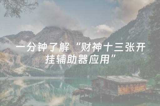 一分钟了解“财神十三张开挂辅助器应用”（辅助神器免费)