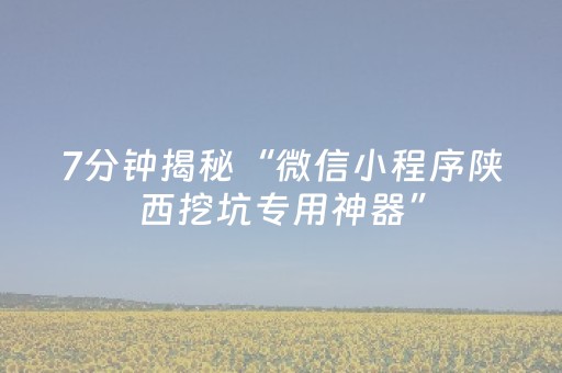 7分钟揭秘“微信小程序陕西挖坑专用神器”（提高胜率软件)