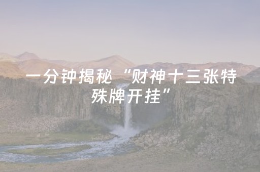 一分钟揭秘“财神十三张特殊牌开挂”（免费专用神器)