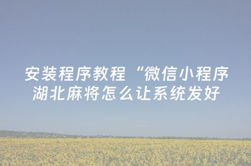 安装程序教程“微信小程序湖北麻将怎么让系统发好牌”（有没有猫腻)