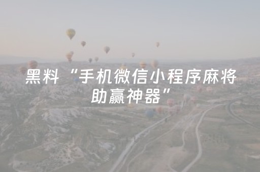 黑料“手机微信小程序麻将助赢神器”（辅助软件)