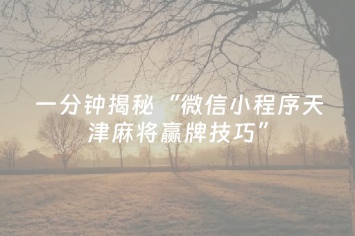 一分钟揭秘“微信小程序天津麻将赢牌技巧”（怎么才会赢)