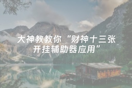 大神教教你“财神十三张开挂辅助器应用”（插件开挂免费AI)