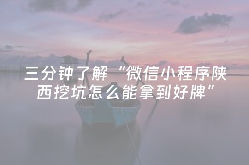 三分钟了解“微信小程序陕西挖坑怎么能拿到好牌”（如何让系统发好牌)