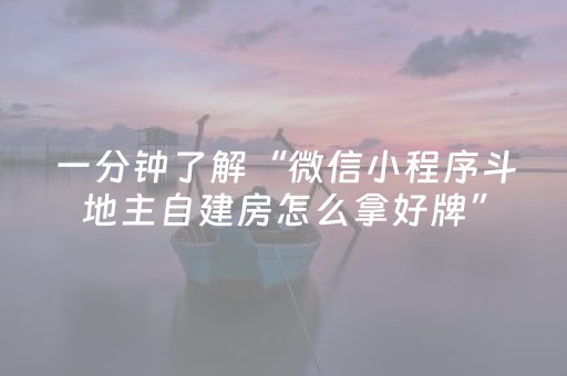 一分钟了解“微信小程序斗地主自建房怎么拿好牌”（插件开挂免费AI)