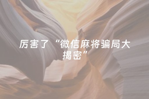 厉害了“微信麻将骗局大揭密”（控牌神器)