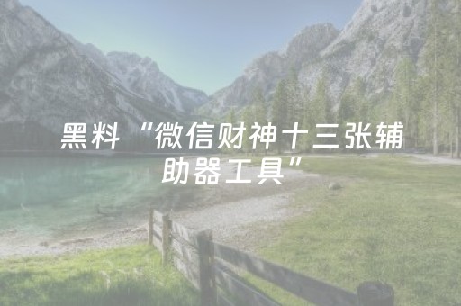 黑料“微信财神十三张辅助器工具”（胜负规律拿好牌)