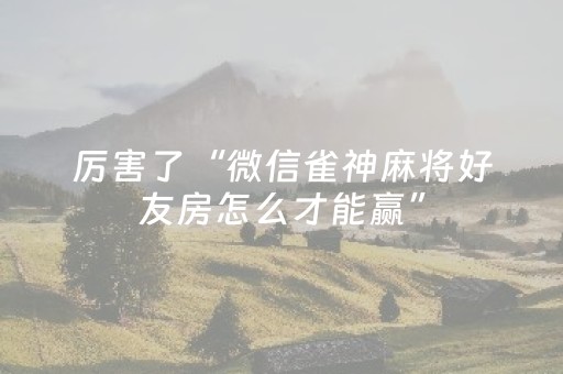 厉害了“微信雀神麻将好友房怎么才能赢”（开挂辅助脚本)