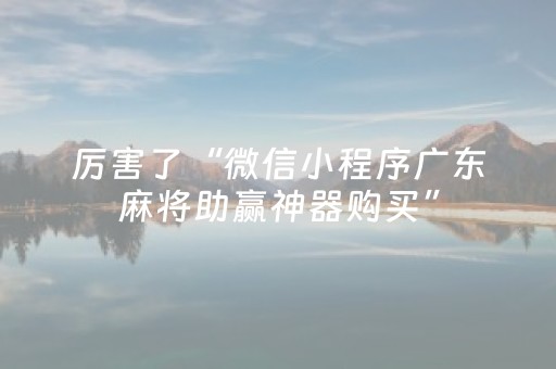 厉害了“微信小程序广东麻将助赢神器购买”（开挂辅助器脚本)