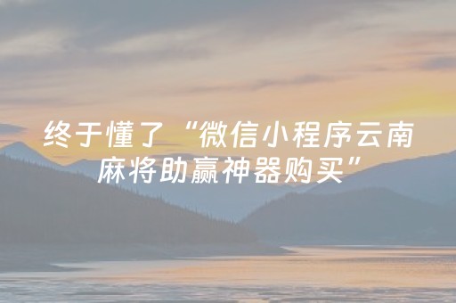 终于懂了“微信小程序云南麻将助赢神器购买”（辅助器下载)