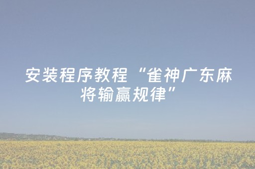 安装程序教程“雀神广东麻将输赢规律”（怎么让系统给自己好牌)